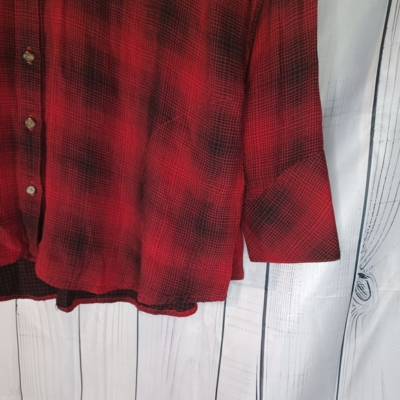 J.Jill Red And Black Plaid Long Sleeve Button Down Shirt - Picture 2 of 12